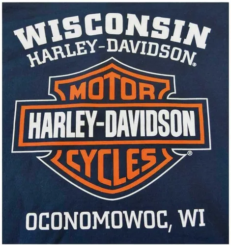 Vista 2 de Harley-Davidson Sudadera Pullover Orange Bar & Shield Navy para hombre 30291742 Azul