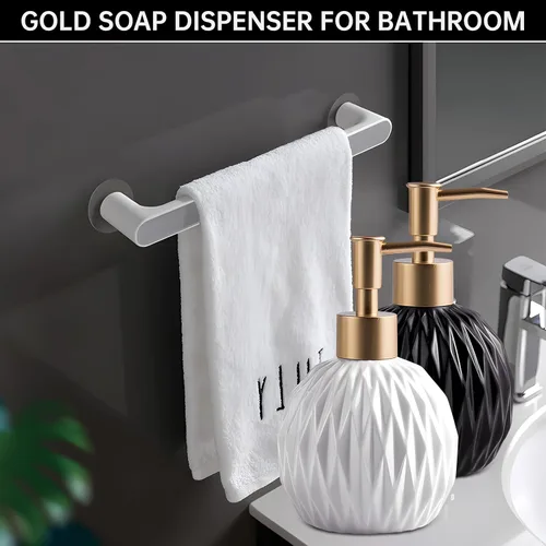 Vista 4 de Ceramics - Dispensador de jabón dorado para baño, dispensador de jabón de alivio para fregadero de cocina, botella de jabón líquido recargable