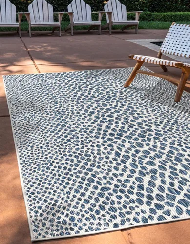 Vista 18 de Unique Loom Outdoor Collection Alfombra de área - Ciudad del Cabo (2' 2' x 3' 1' Rectángulo, Azul/Oliva)