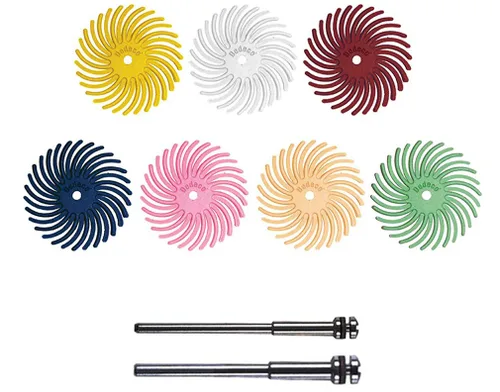 Vista 7 de Dedeco Sunburst - Discos de cerdas radiales curvados de 3/4 pulgadas, eje de 1/16 pulgadas, kit surtido, 86 piezas en total para limpieza