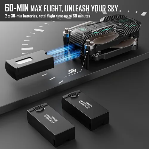Vista 4 de Drone GPS con cámara 4K para adultos, FPV RC Quadcopter, tiempo de vuelo de 90 minutos, retorno automático, seguimiento GPS, vuelo circular