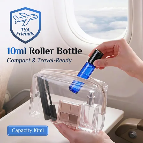 Vista 3 de PrettyCare 6 piezas, botellas roll-on de 10 ml para aceites esenciales con bola de rodillo de acero inoxidable - Botellas rellenables a prueba