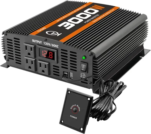 Vista 7 de 600W Inversor de corriente CC 12V a CA (2 tomas) 110V Cargador de coche Adaptador convertidor del inversor con puertos de carga USB duales de 4.2A