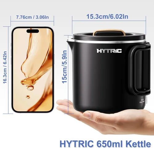 Vista 3 de HYTRIC Hervidor Eléctrico de Viaje, Hervidor Pequeño Plegable de 650ML, Hervidor de Agua Portátil con Control de Energía Dual, Hervidor de Acero