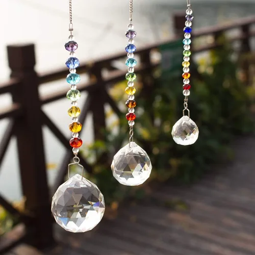 Vista 6 de Juego de 3 prismas de cristal para colgar en la ventana del arco iris 3 piezas