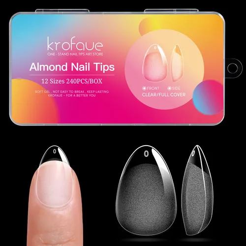 Vista 25 de Krofaue Uñas postizas con punta francesa: uñas cuadradas cortas a presión Puntas de uñas cuadradas francesas mate