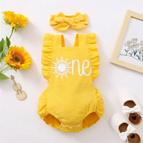 Vista 9 de Shalofer Traje de primer cumpleaños para bebé niña con diadema