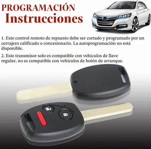 Vista 4 de Control Remoto de Llavero de Reemplazo Compatible con Honda CRV 2007 2008 2009 2010 2011 2012 2013/CRZ 2007-2014 2015/Fit/Insight/Accord