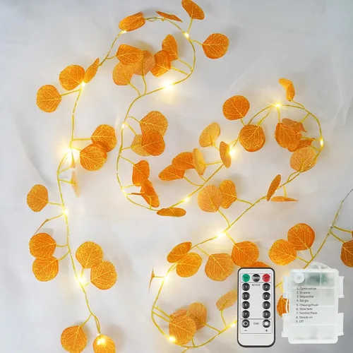 Vista 22 de Suddus 40 luces LED de Navidad con pilas, tira de luces de 12.5 pies con bayas rojas y hoja de acebo, temporizador remoto, guirnaldas artificiales