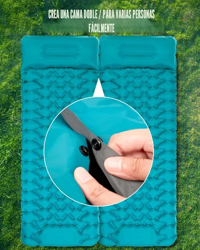 Vista 4 de AKSOUL Colchoneta de dormir para acampar con almohada: extra gruesa de 3.9 pulgadas, ultraligera autoinflable, colchón inflable compacto y ligero