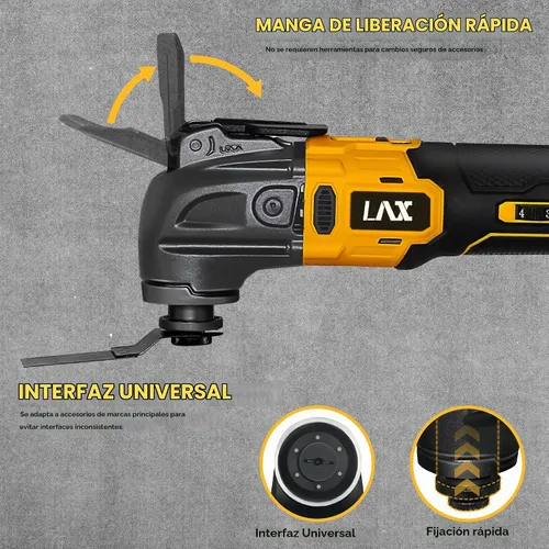 Vista 2 de Multiherramientas oscilantes para batería Dewalt de 20 V, herramienta multiusos de corte y lijado, ángulo de oscilación de 4°, 6 velocidades