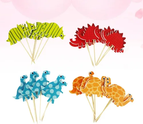 Vista 5 de 96pcs Dinosaur Cake Toppers Cartoon Birthday Party Decoration Picks
