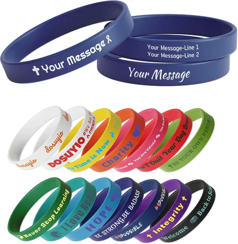 Vista 19 de Custom Rubber Bracelets – 0.5” Wide Personalized Silicone Wristbands for Parties, Awareness, Events & Celebrations