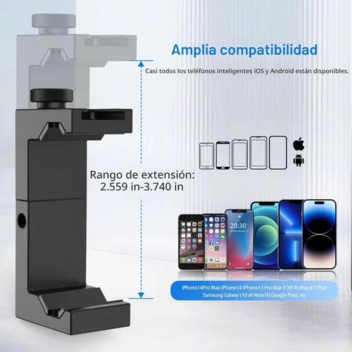 Vista 3 de ULANZI ST-02S Soporte de trípode de aluminio para teléfono con soporte de zapata fría, soporte vertical y horizontal, abrazadera ajustable de metal
