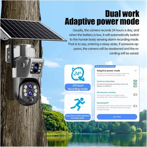 Vista 7 de Cámara de seguridad PTZ solar 6K 4G Zoom 4G 10X Añadir 64G