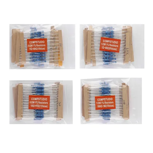 Vista 2 de 1/2W 1% 40 valores 400 piezas Kit surtido de resistencias 1/2 vatios Resistencia fija de película metálica Paquete variado de resistencias fijas