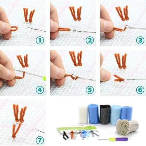 Vista 2 de Kits de ganchos de pestillo para adultos, kits de alfombras de bricolaje con forma especial Animal Fox