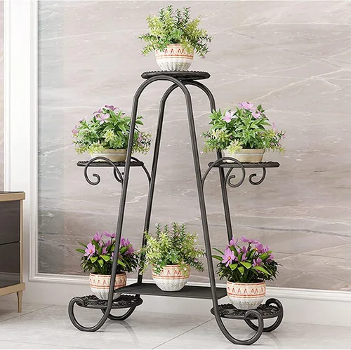 Vista 5 de CarolynDesign Soporte de metal de 6 niveles para plantas para interiores y exteriores, estante para múltiples macetas para sala de estar, patio