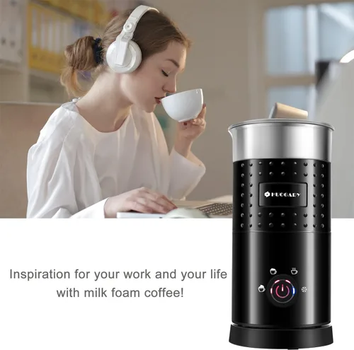 Vista 8 de Huogary Espumador de leche eléctrico y vaporizador – Vaporizador de leche automático 4 en 1, 10.1 fl oz/10.1 oz, máquina de espuma caliente y fría