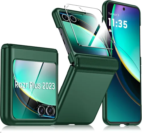 Vista 10 de para Samsung Galaxy Z Flip 7 Funda con protección de bisagras y protector de pantalla incorporado, funda de cuero mate de policarbonato ultradelgada