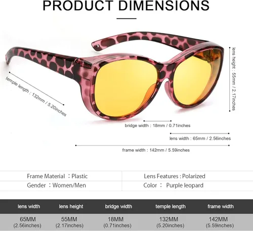 Vista 4 de SIPHEW - Gafas de visión nocturna para conducir, unisex, marco redondo, gafas polarizadas para noche
