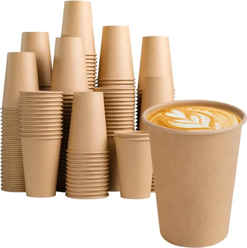 Vista 10 de BYSNOW Paquete de 200 vasos de papel kraft de 10 onzas, tazas de café de papel desechables, tazas de café marrones sin blanquear para bebidas