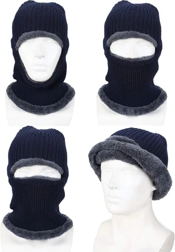 Vista 5 de 2 máscaras faciales de invierno para esquí, pasamontañas de punto cálido para hombres y mujeres, forro polar resistente al viento para deportes al