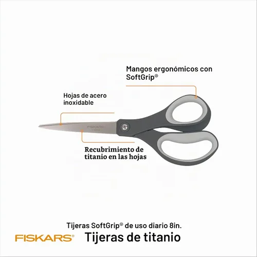 Vista 2 de Fiskars Tijeras multiusos SoftGrip de titanio de 8 pulgadas, paquete de 2