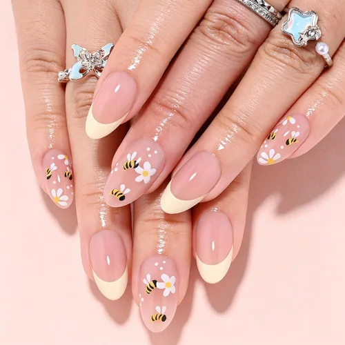 Vista 25 de evpct Uñas a presión bohemias 3D Nude con diseño de estrella dorada y 30 estrellas 3D de estilo bohemio