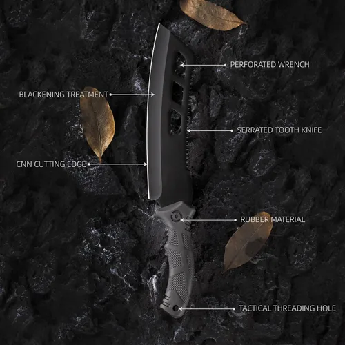 Vista 9 de REAT Machete con sierra, machete resistente de 16 pulgadas con funda, cuchillo de jardinería de doble propósito para cortar y aserrar, mango