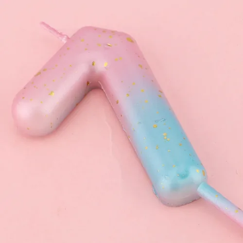 Vista 3 de Vela con números de cumpleaños degradados, velas de cumpleaños degradadas color rosa y azul para pastel, letras numéricas, velas de cumpleaños