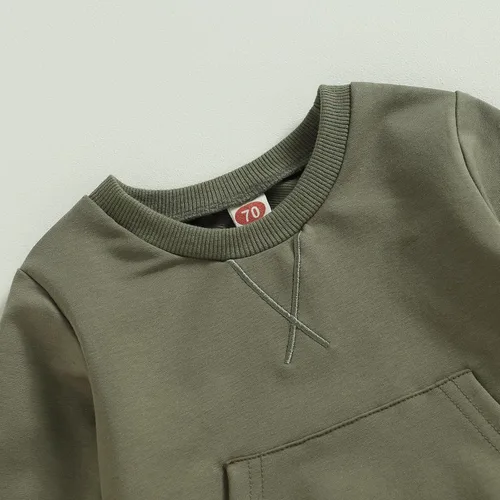Vista 4 de Conjunto de ropa deportiva de manga larga con cuello redondo y pantalones para bebé niño