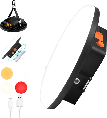 Vista 12 de IODOO Luz de campamento recargable de 10000 mAh con control remoto, bandera de Estados Unidos, luz de bandera estadounidense para acampar al aire
