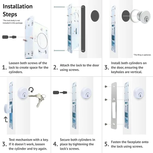 Vista 5 de elox Cilindro con llave de zinc y 1 cilindro de perilla para Adams Rite Commercial Storefront Door Lock a Pair Pack DU