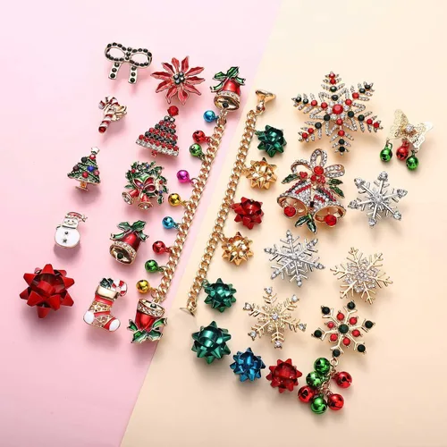 Vista 5 de XOCARTIGE Dijes de Navidad para zapatos para sandalias de zueco con diamantes de imitación, regalo de arco de muñeco de nieve, adornos de zapatos