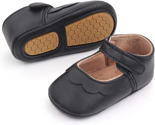 Vista 2 de Zapatos planos Mary Jane para bebés y niñas, suela suave antideslizante, suela suave, princesa, primeros pasos, de piel sintética, zapatos de vestir