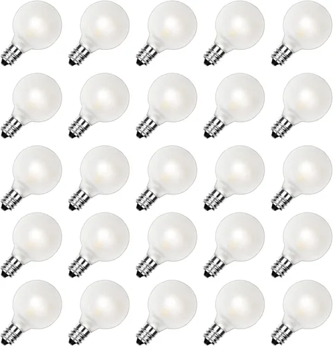 Vista 8 de Paquete de 25 bombillas LED multicolor G40 de repuesto de Navidad, 1 vatio, base de candelabro E12/C7, bombillas LED Edison inastillables