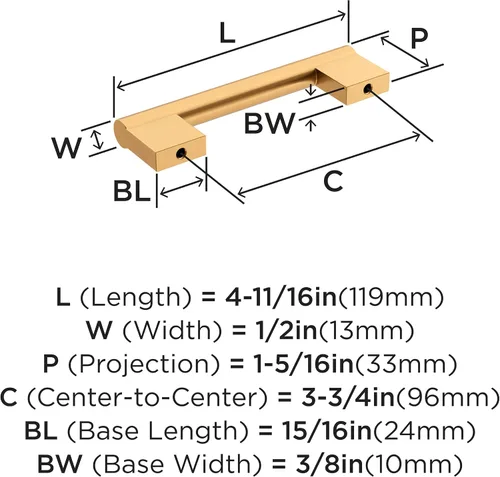 Vista 4 de Amerock Versa 3-3/4 pulgadas (96 mm) de centro a centro Bronce champán Manija de gabinete - paquete de 10 unidades 3-3/4 inch (96mm)