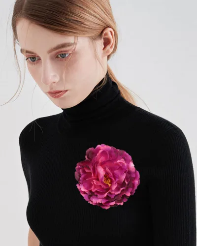 Vista 6 de Delicados broches de flores de peonía grande, broche clásico para bodas, fiestas, banquetes de baile para mujeres, elegantes alfileres de solapa