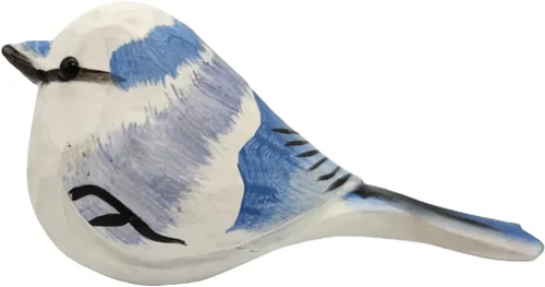 Vista 7 de Figura de pájaro de madera Azure Tit, tilo tallado a mano, marrón claro, decoración moderna para el hogar, regalo de pájaro
