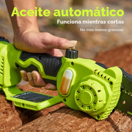 Vista 5 de Mini motosierra inalámbrica, motosierra eléctrica de 8 pulgadas y 6 pulgadas, funciona con pilas, 1000 W sin escobillas de mano con 2