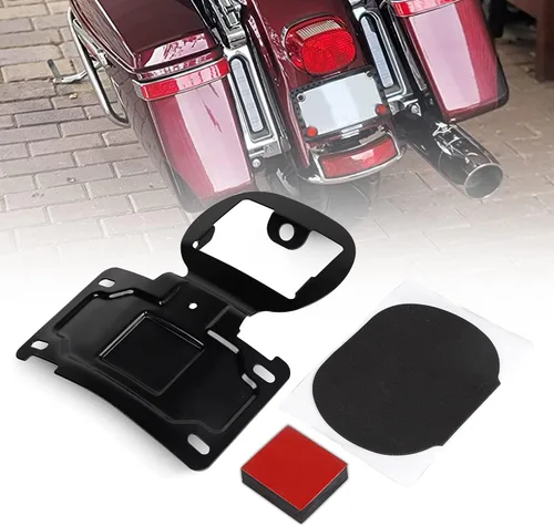 Vista 2 de Soporte de reubicación de placa de matrícula negro para Harley Touring Electra Glide Road Glide 2014-2023
