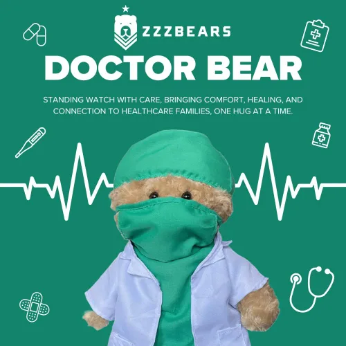 Vista 2 de ZZZ Bears Doctor Cuddles Teddy Bear, regalo para niños y adultos en el hospital, estudiantes de medicina y héroes de la salud, oso Get-Well-Soon