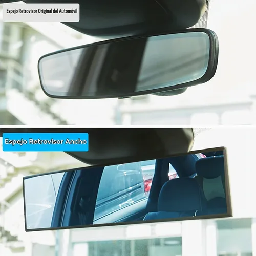 Vista 2 de JOYTUTUS Espejo retrovisor, universal de 11.81 pulgadas, panorámico, convexo, retrovisor interior con clip, espejo gran angular para reducir