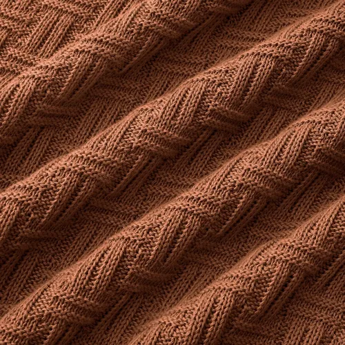 Vista 7 de TREELY Manta de Punto de Algodón 100% Cobertor para Sofá (31 x 40 Pulgadas, Marrón) Manta decorativa para sofá, cama y sofá