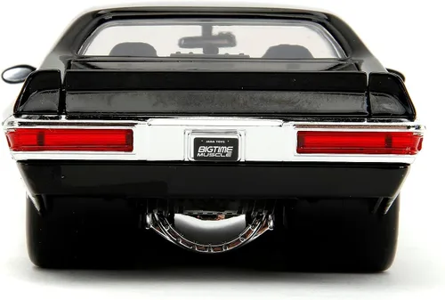 Vista 4 de Jada Big Time Muscle 1:24 1971 Pontiac GTO - Coche fundido a presión, juguetes para niños y adultos (llamas negras)