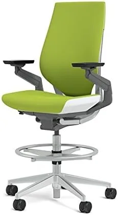 Vista 14 de Steelcase Gesture 442 - Taburete de tela berenjena, respaldo envuelto, marco ligero