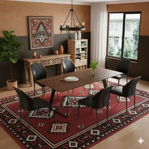 Vista 31 de ZckyCine Mesa de Comedor Moderna de Mediados de Siglo y Sillas para 4 Rectangular de Madera Expandible que Ahorra Espacio Multifuncional Marrón