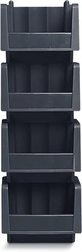 Vista 3 de Akro-Mils 30776 Contenedores de almacenamiento de plástico apilables económicos (18 pulgadas x 6-5/8 pulgadas x 7 pulgadas), color negro