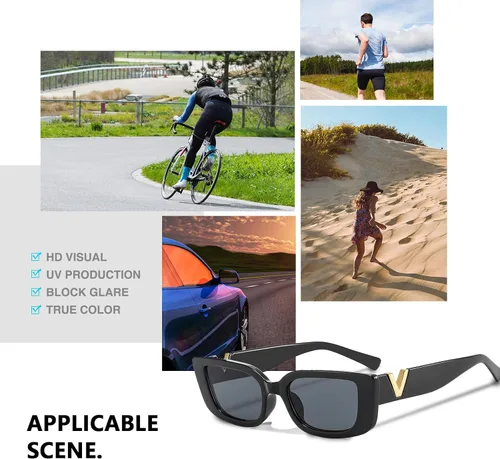 Vista 6 de Gafas de sol cuadradas para mujeres y hombres, gafas de sol retro UV400 AM019